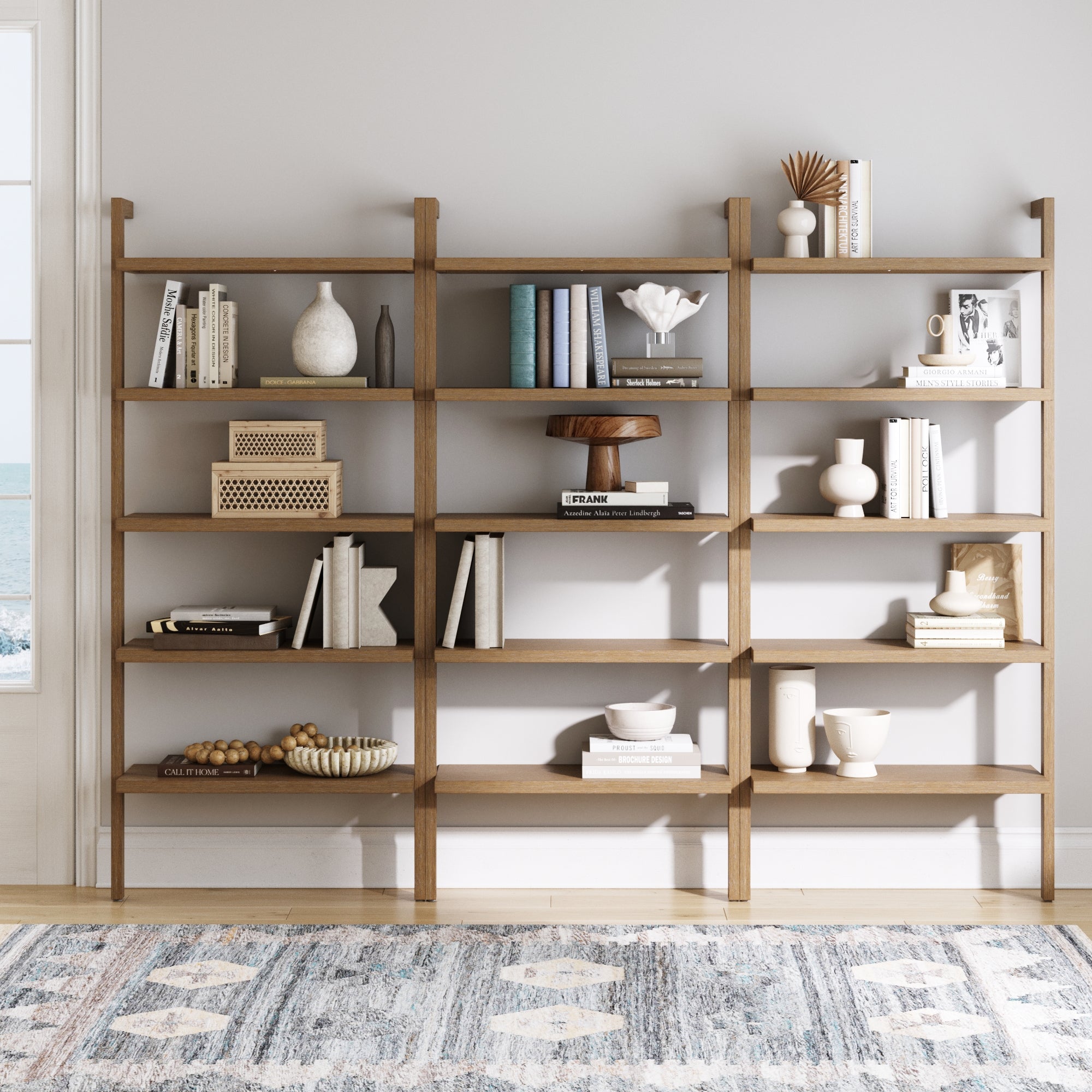 Wood Wall Bookshelves Light Brown (Set of 3) - Nathan James
