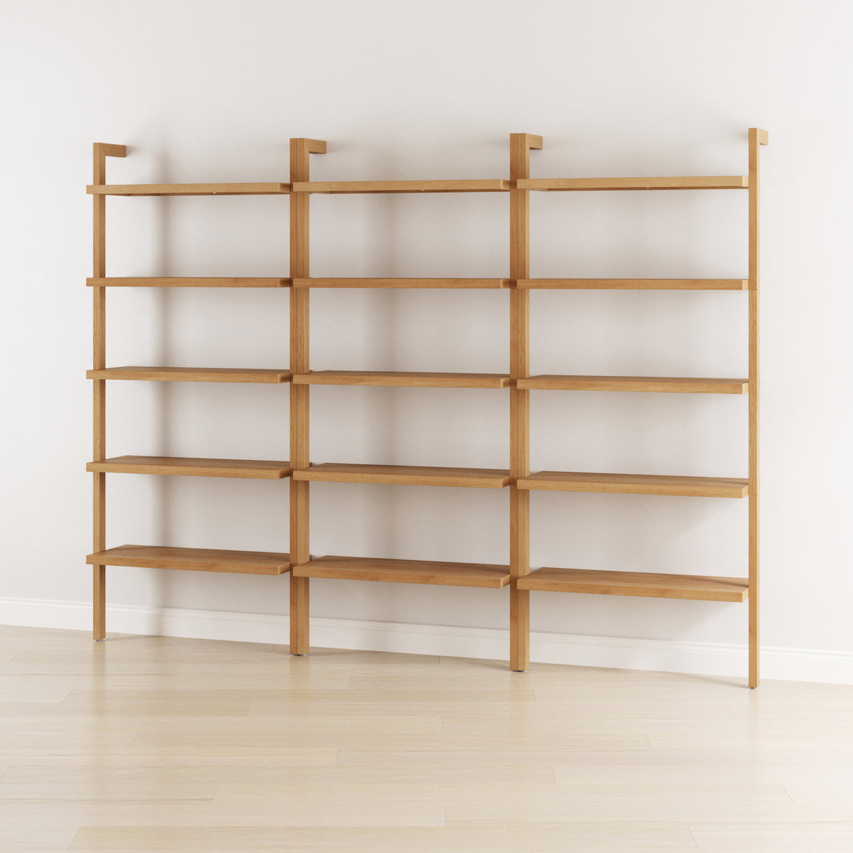 Wood 5-Shelf Ladder Wall Bookshelf Warm Pine (Set of 3) - Nathan James
