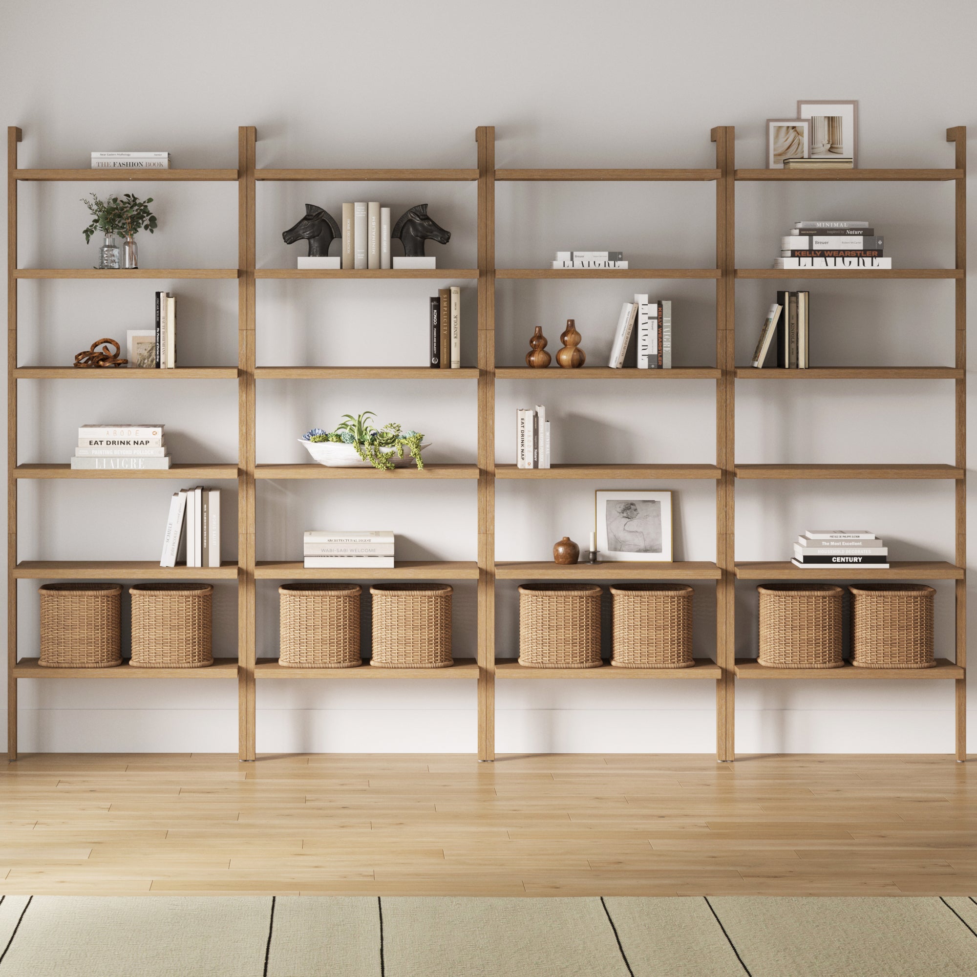 Modern 6 - Shelf Wall Mounted Solid Wood Bookcase Light Brown (Set of 4) - Nathan James