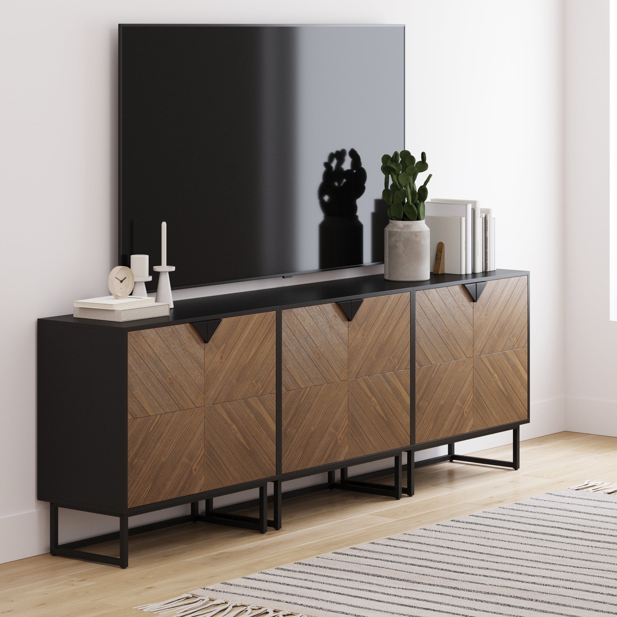 Wood 2 - Door TV Console for 75 - 85" TVs Brushed Fir - Nathan James