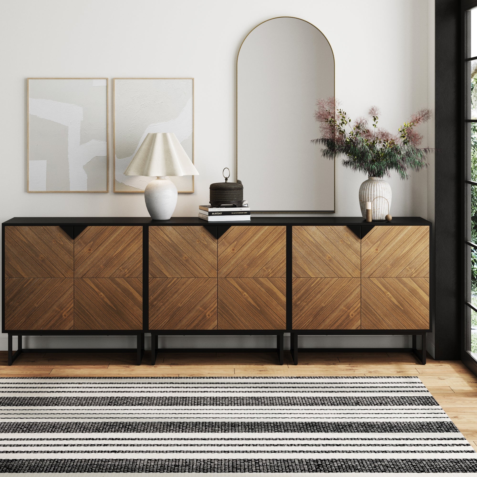 Wood 2 - Door TV Console for 75 - 85" TVs Brushed Fir - Nathan James
