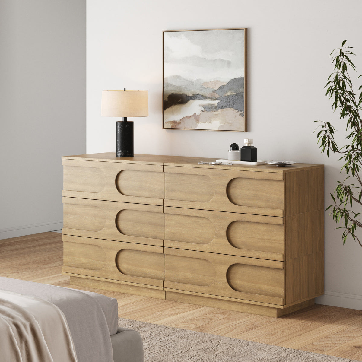 Mid-Century Modern Wood Stackable 6-Drawer Dresser Brown - Nathan James