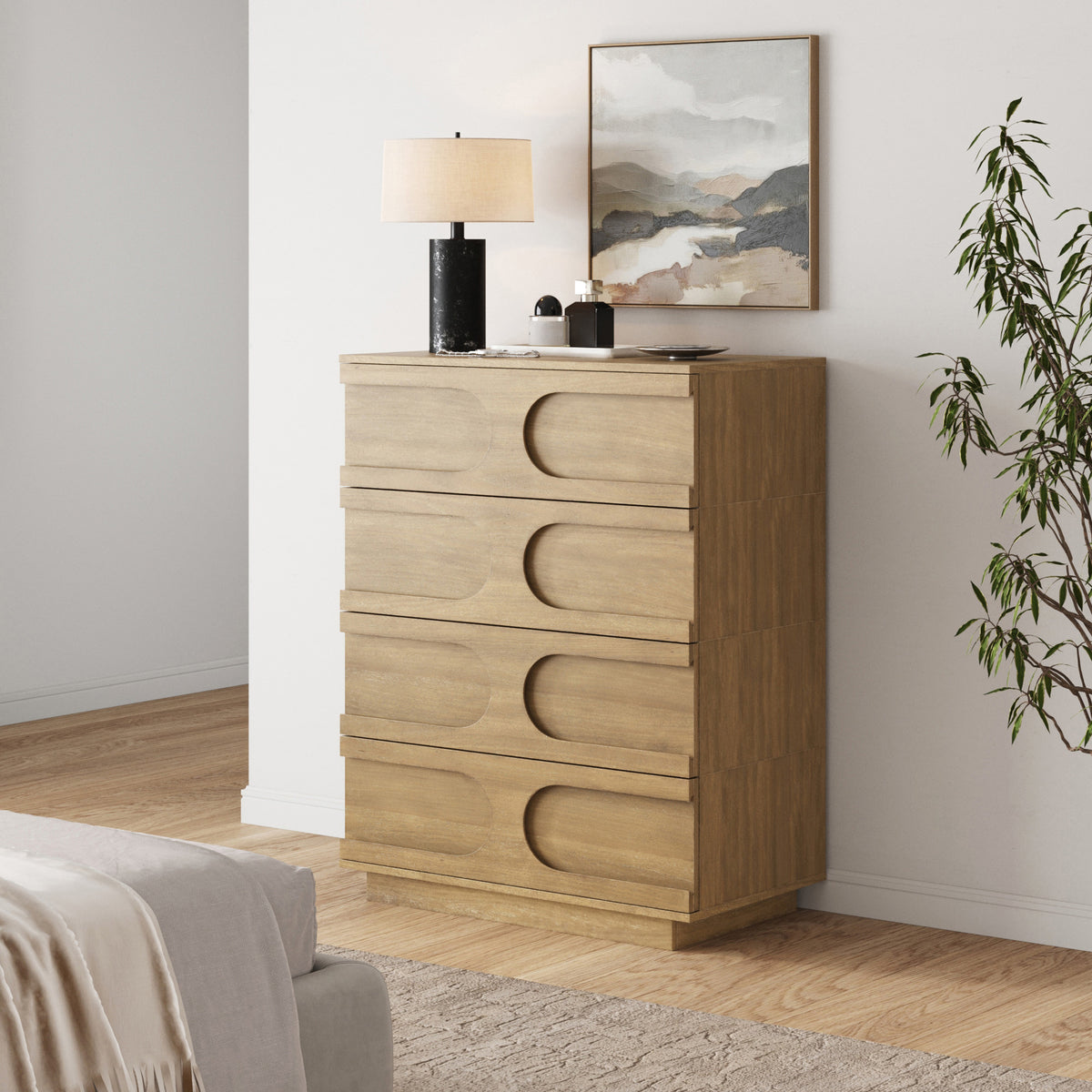Mid-Century Modern Wood Stackable 4-Drawer Dresser Brown - Nathan James