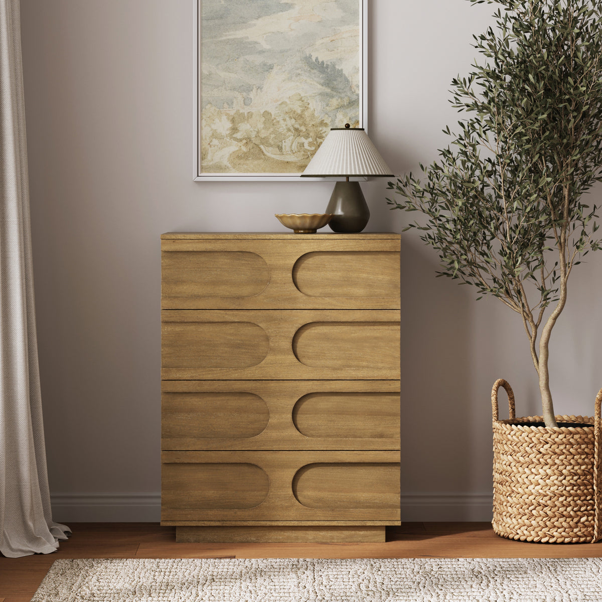 Mid-Century Modern Wood Stackable 4-Drawer Dresser Brown - Nathan James