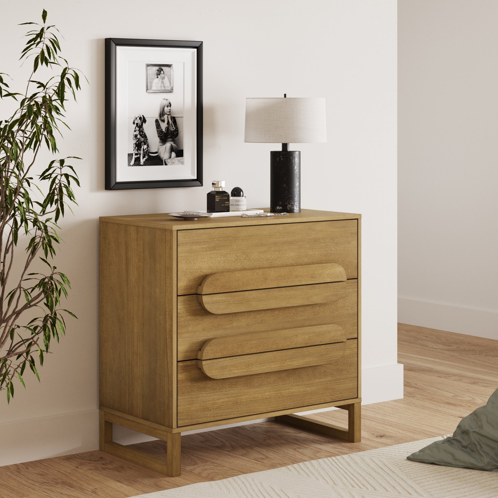 Modern 3 - Drawer Solid Wood Dresser with Integrated Handles - Nathan James