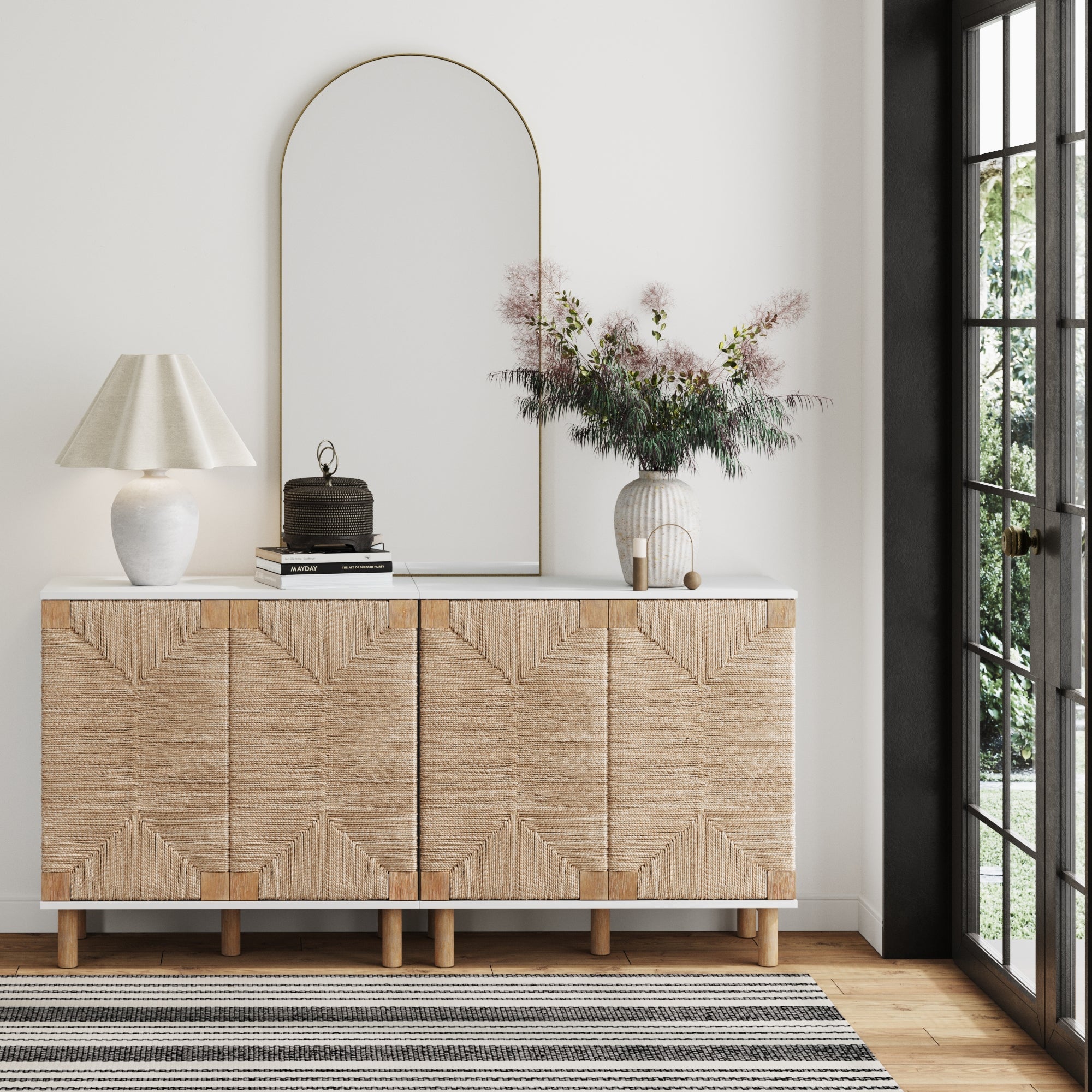Seagrass Storage Cabinet Credenza White (Set of 2) - Nathan James