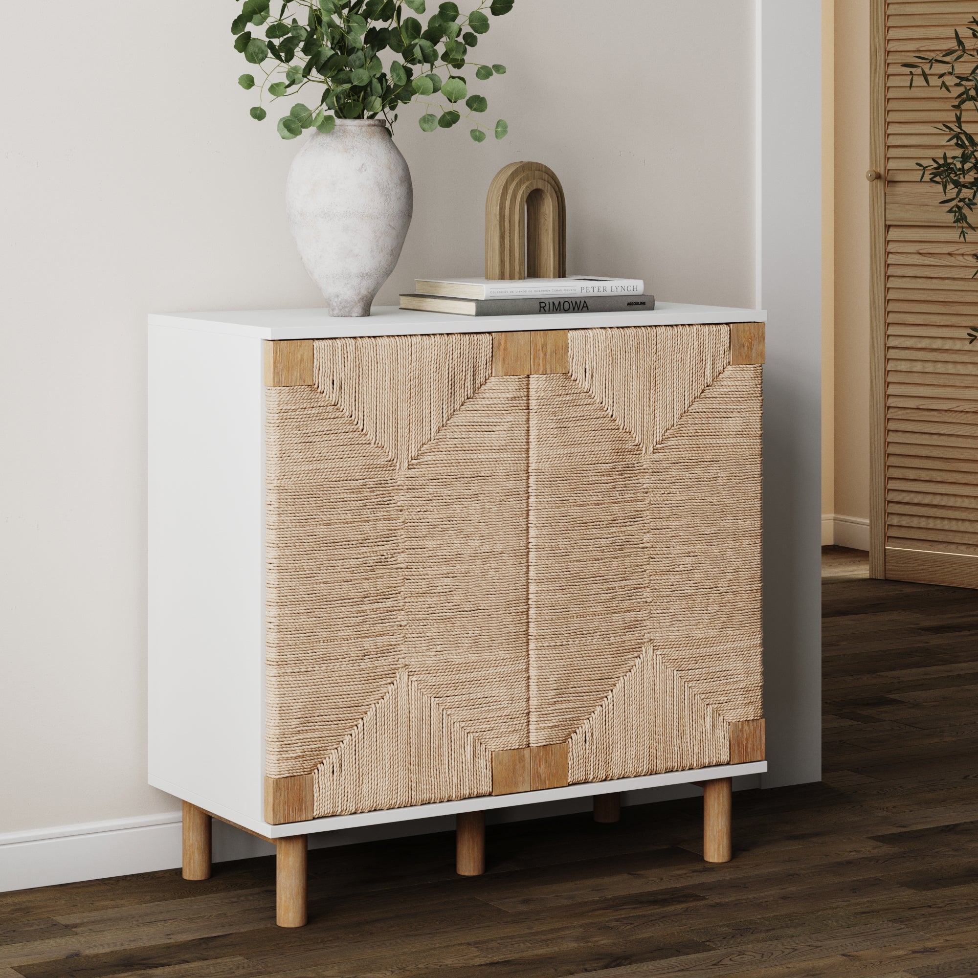 Wood & Seagrass Storage Cabinet Black - Nathan James