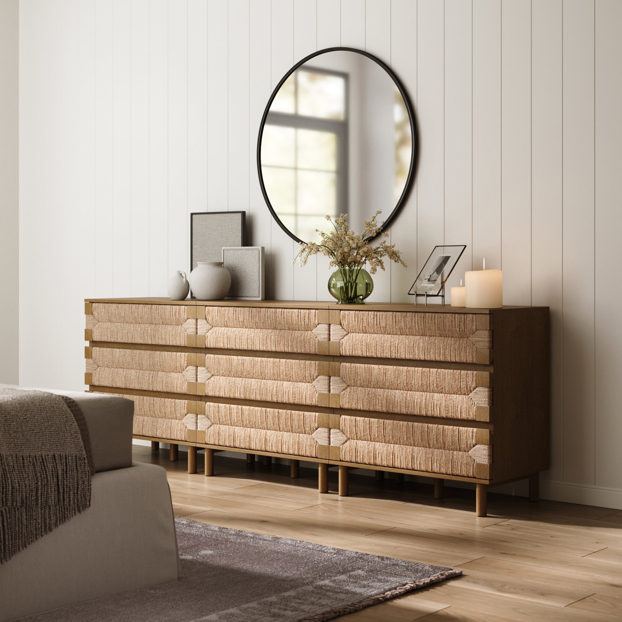 Boho Seagrass 3 - Drawer Dresser Light Brown (Set of 3) - Nathan James