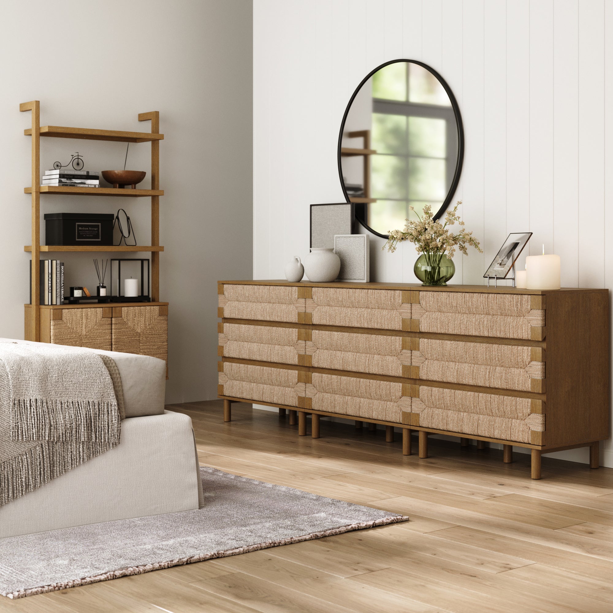 Boho Seagrass 3 - Drawer Dresser Light Brown (Set of 3) - Nathan James
