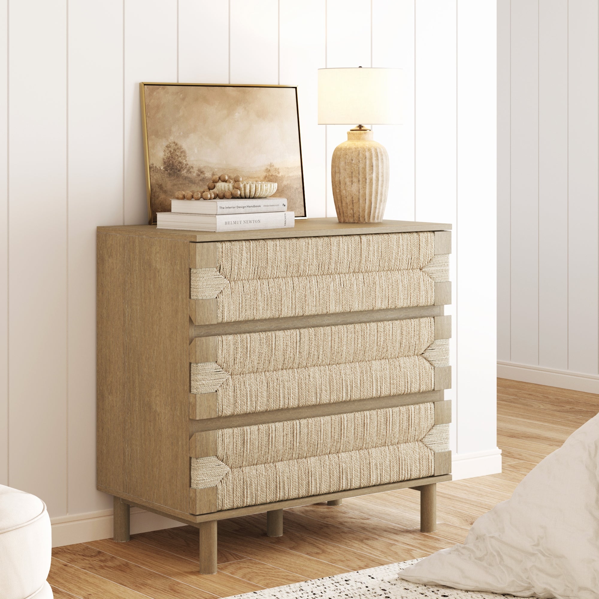 Boho Seagrass 3 - Drawer Dresser Light Brown - Nathan James