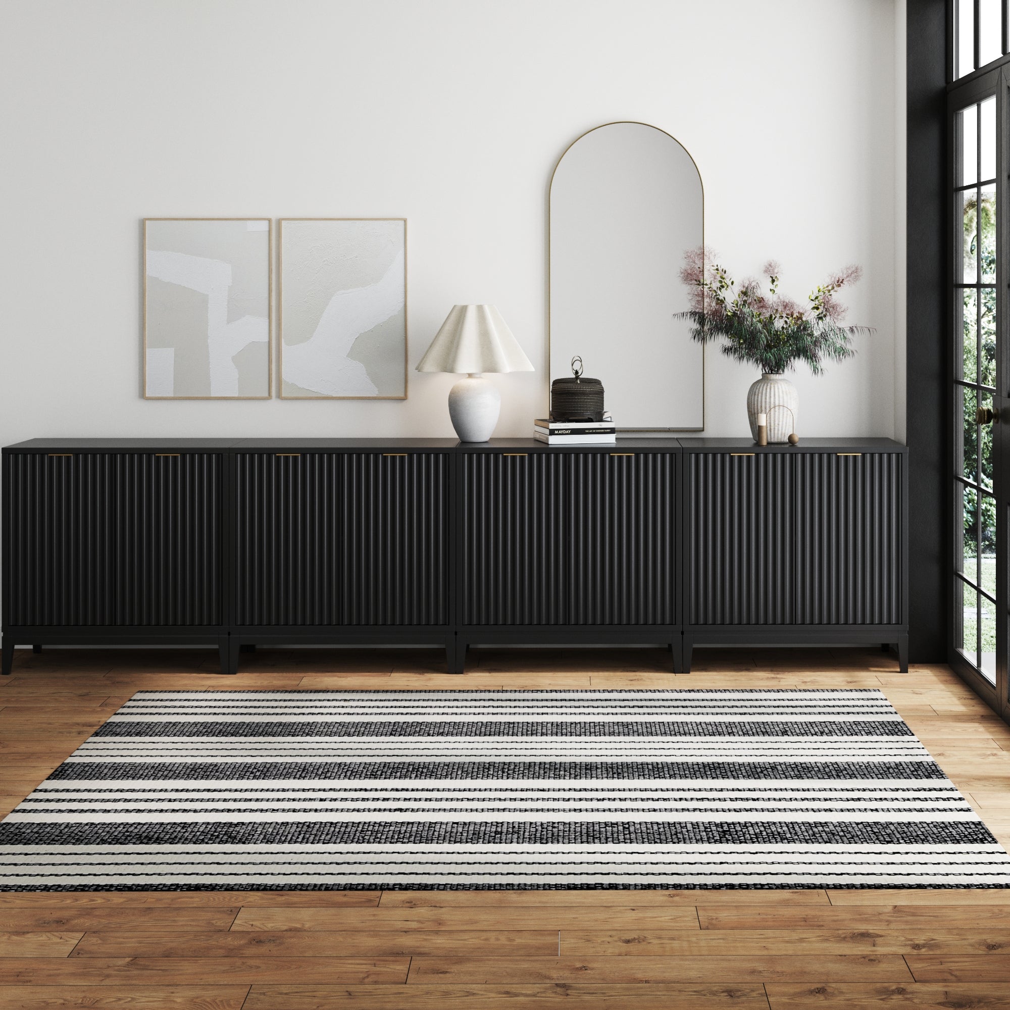 Mid - Century Fluted TV Console for 85" TVs Black - Nathan James