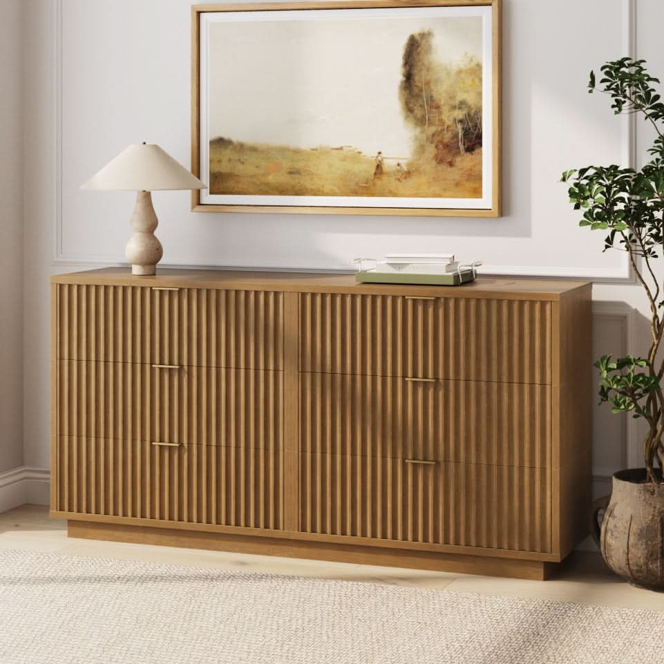 Modern Stackable 6-Drawer Modular Dresser Light Brown - Nathan James