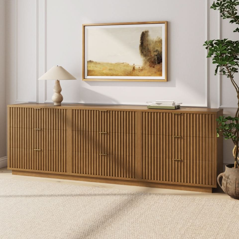 Modern Stackable 9-Drawer Modular Dresser Light Brown - Nathan James