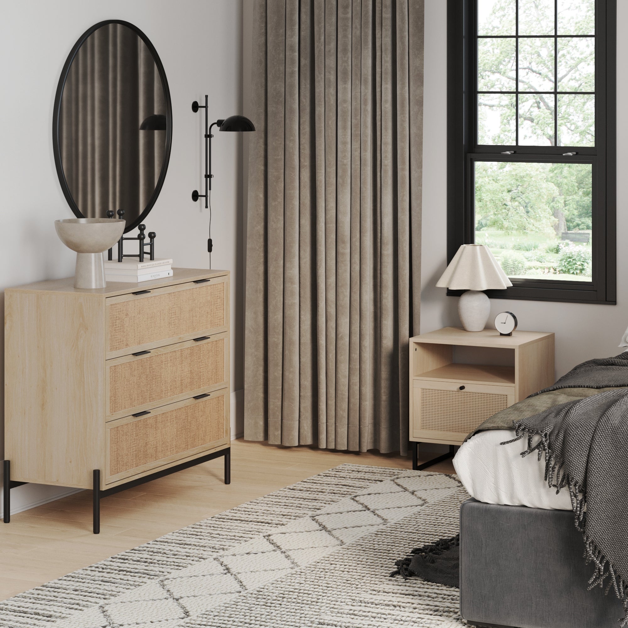 Bohemian Nightstand and Dresser Set for Bedroom - Nathan James