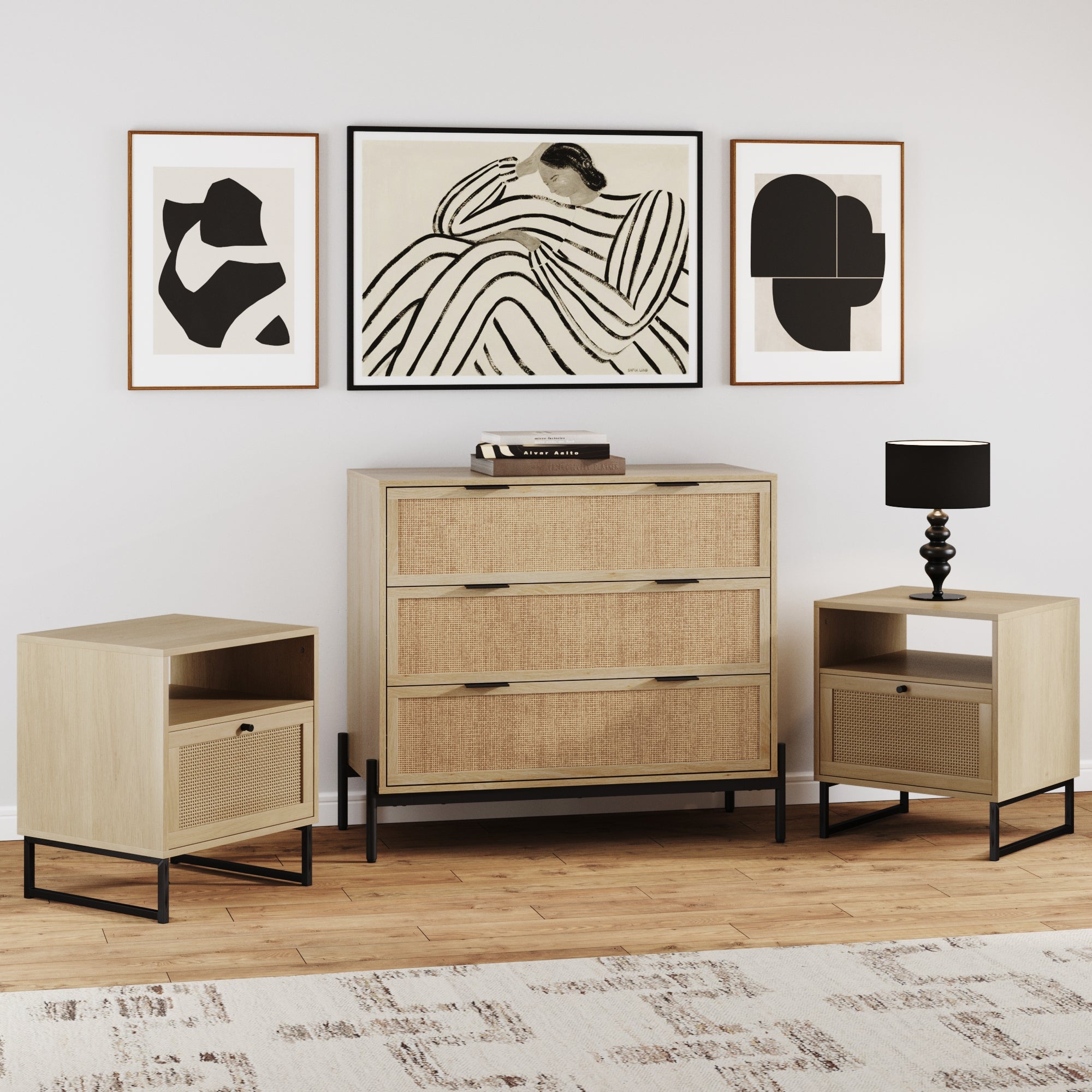 Bohemian Nightstand and Dresser Set for Bedroom - Nathan James