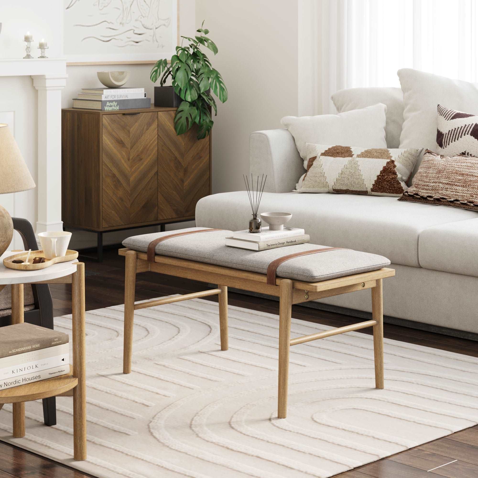 Wood Removable Cushion Upholstered Bench - Nathan James