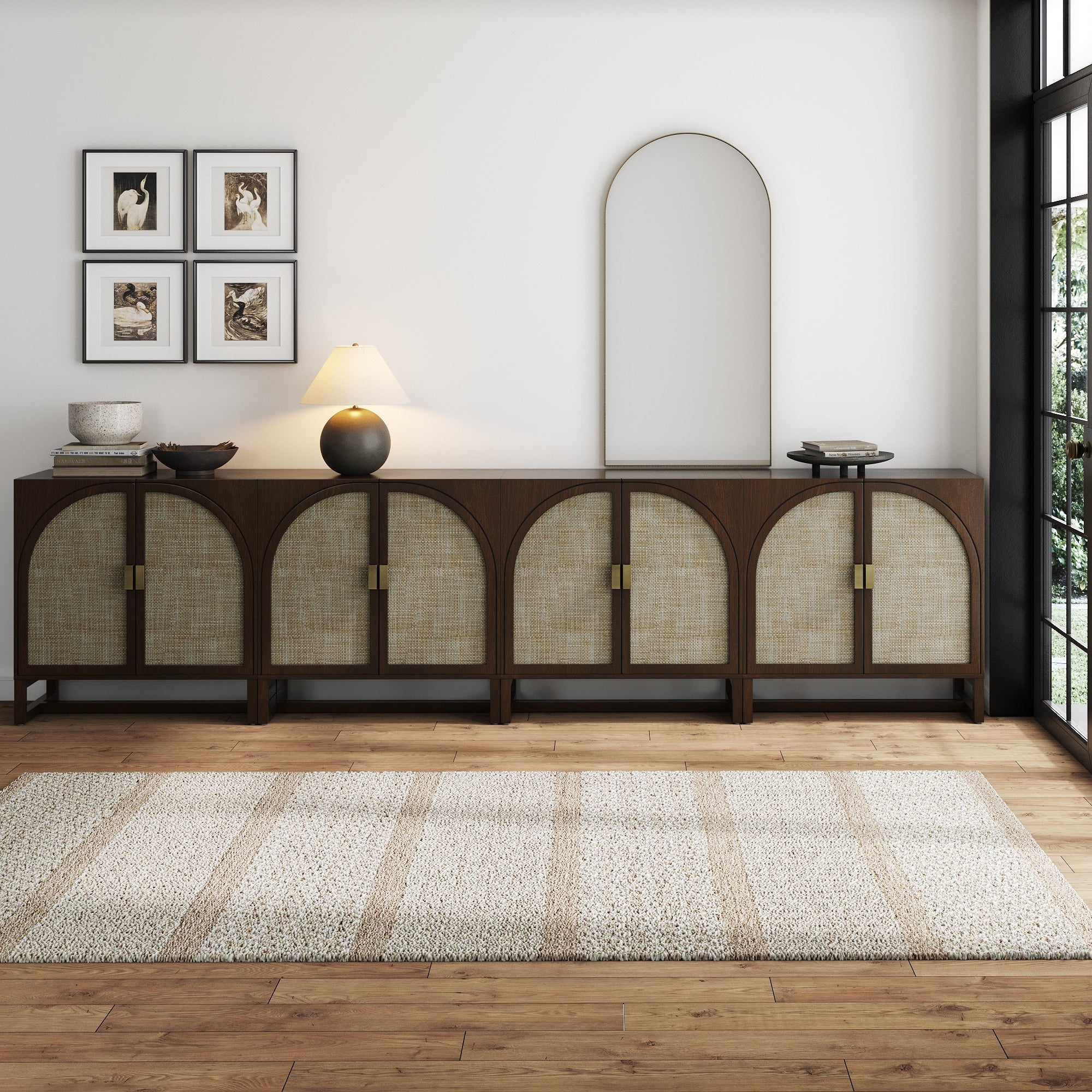 Rattan Arched TV Console Stand for 85" TVs Brown - Nathan James