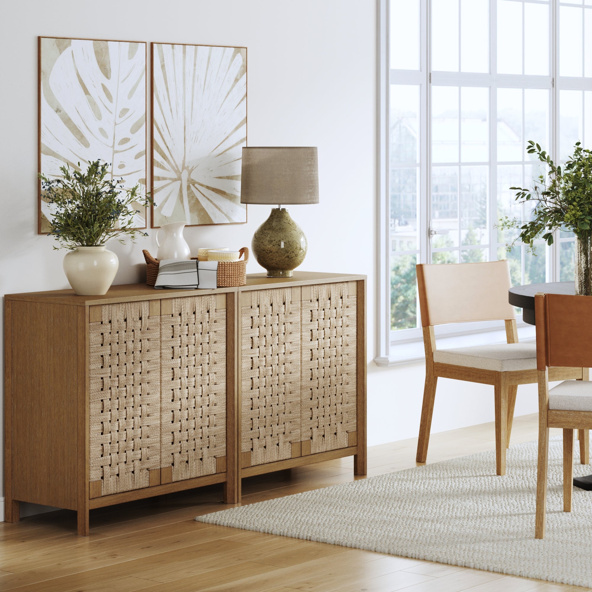 Woven Seagrass TV Console Cabinet for TVs 55 - 65" Light Brown - Nathan James