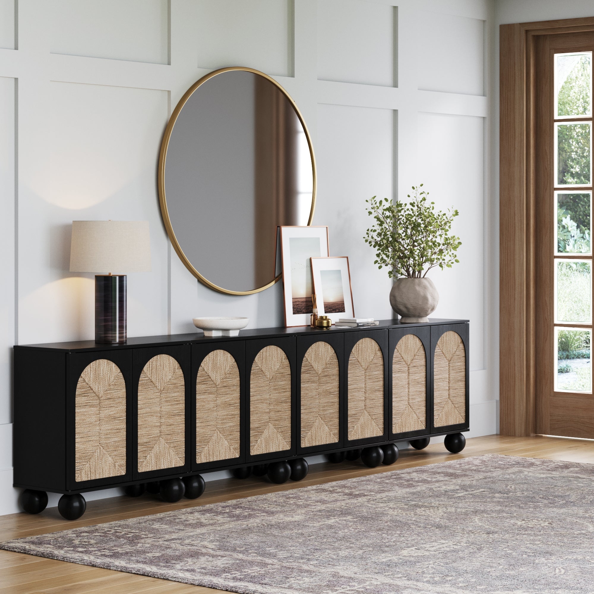 Seagrass Arched TV Console Cabinet for 85" TVs Black - Nathan James