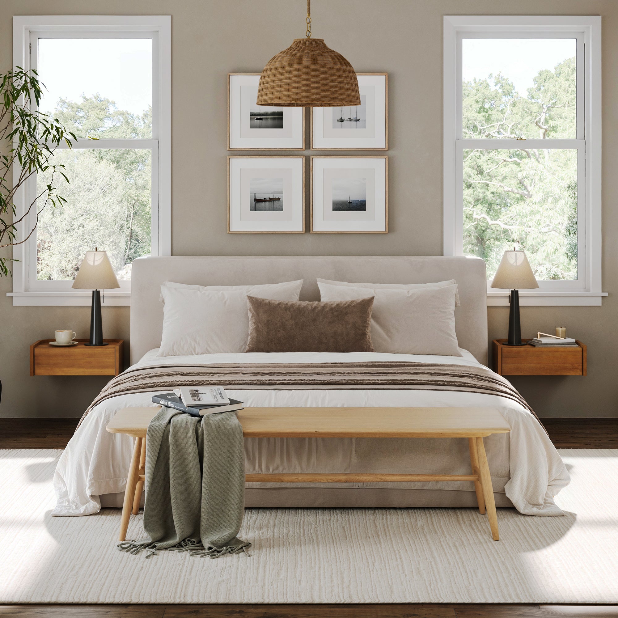 Floating 1 - Drawer Rounded Nightstand Light Brown (Set of 2) - Nathan James