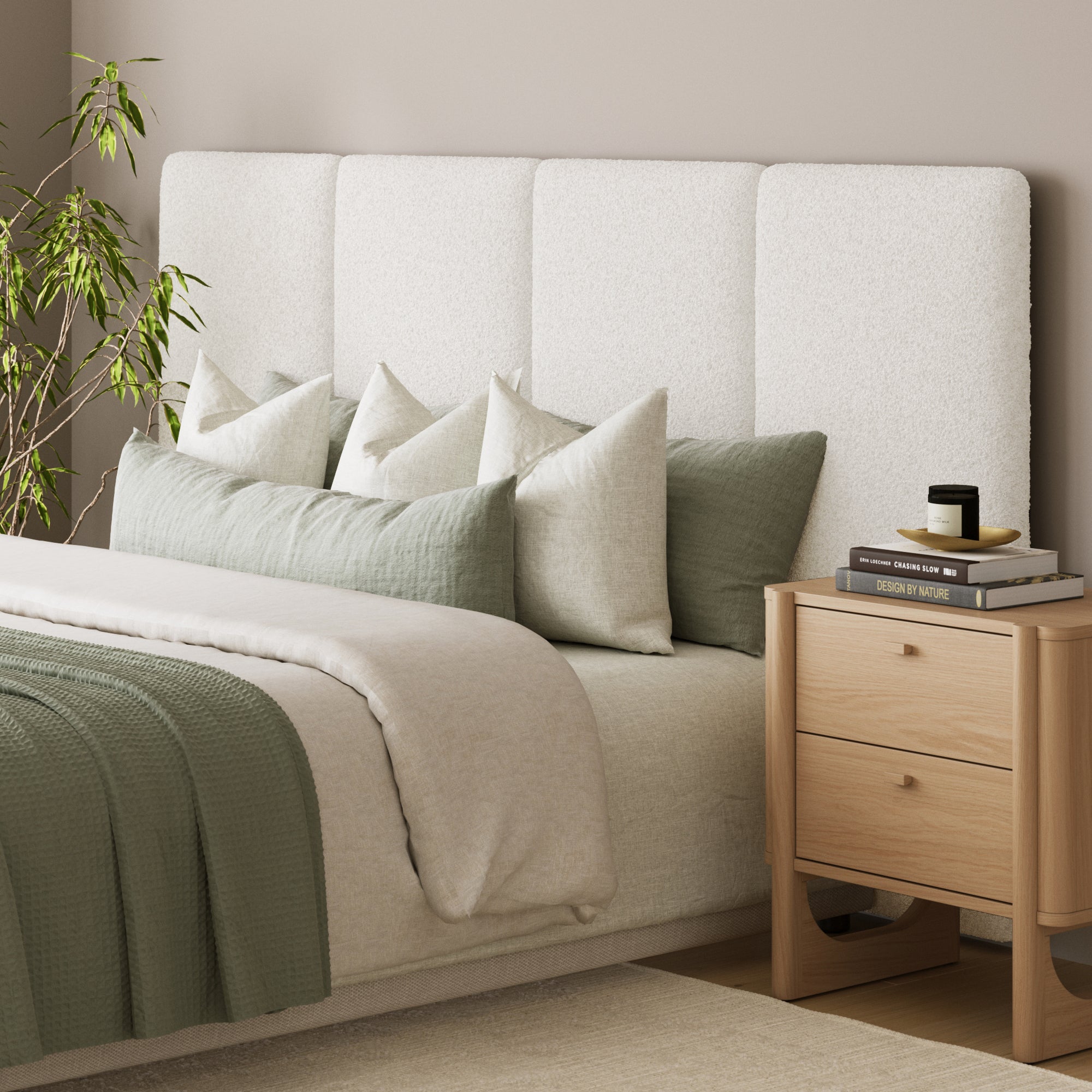 King Wall Mounted Headboard 4 Panel Boucle - Nathan James