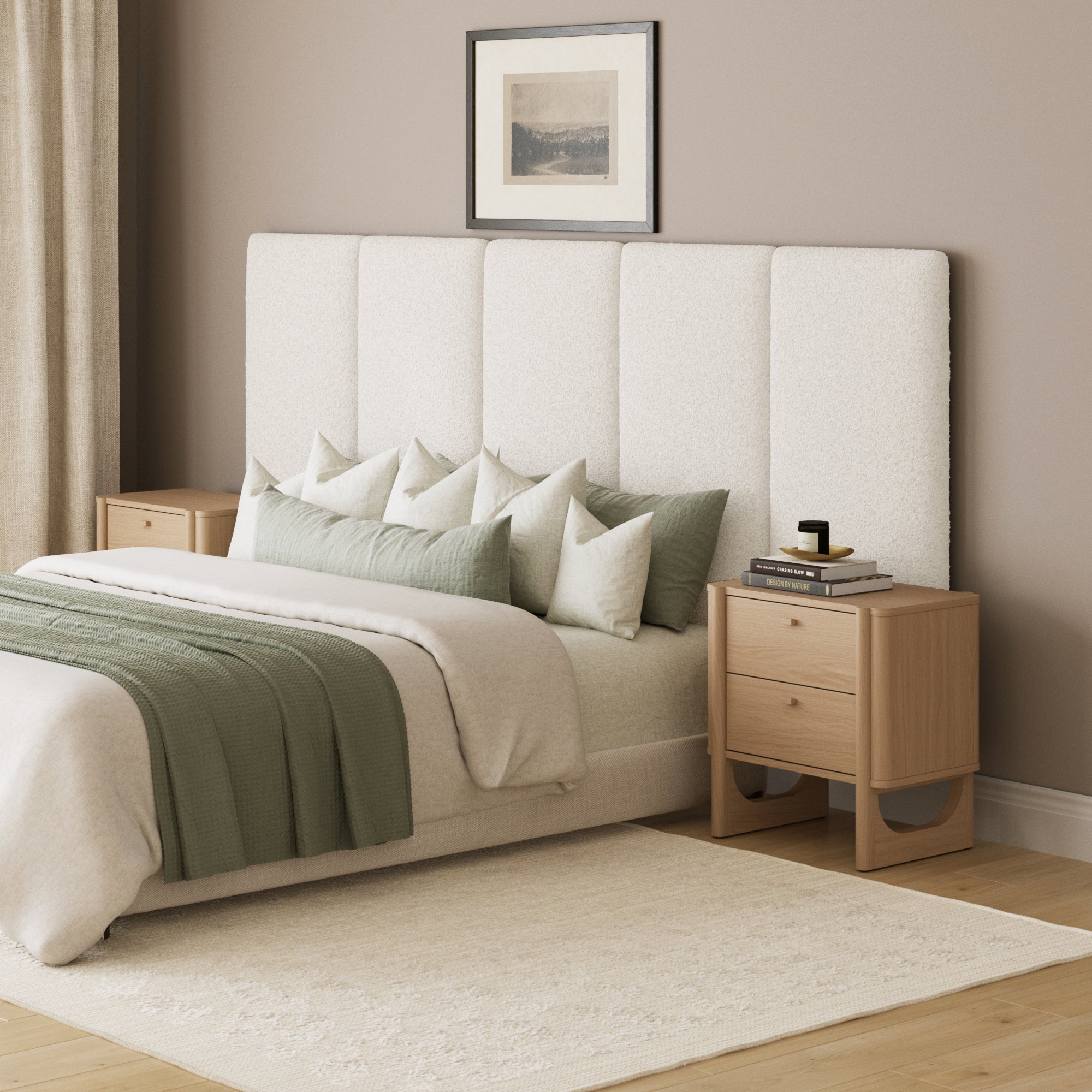 Queen Wall Mounted Boucle Headboard with Padding - Nathan James