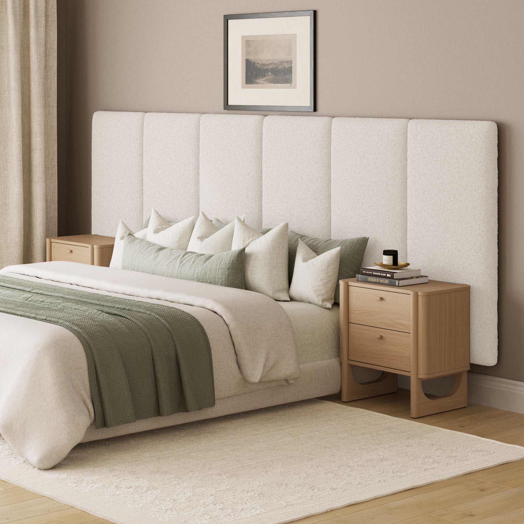 King Size Wall Mounted Oversize Upholstered Boucle Headboard - Nathan James