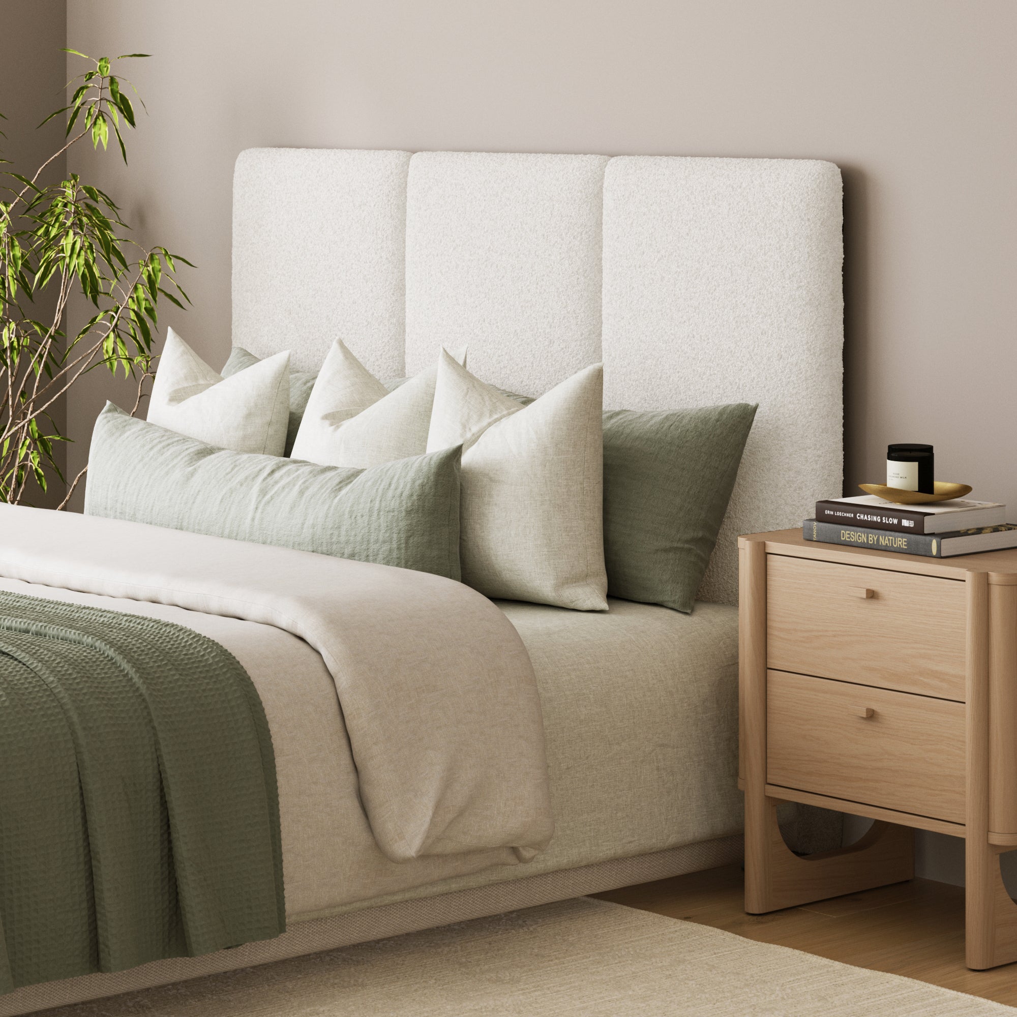 Queen Size Wall Mounted Textured Boucle Headboard - Nathan James