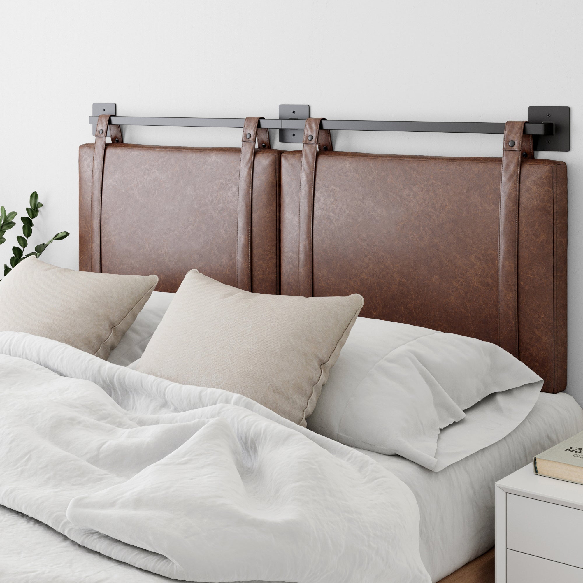 Upholstered King Wall Mount Headboard Brown - Nathan James