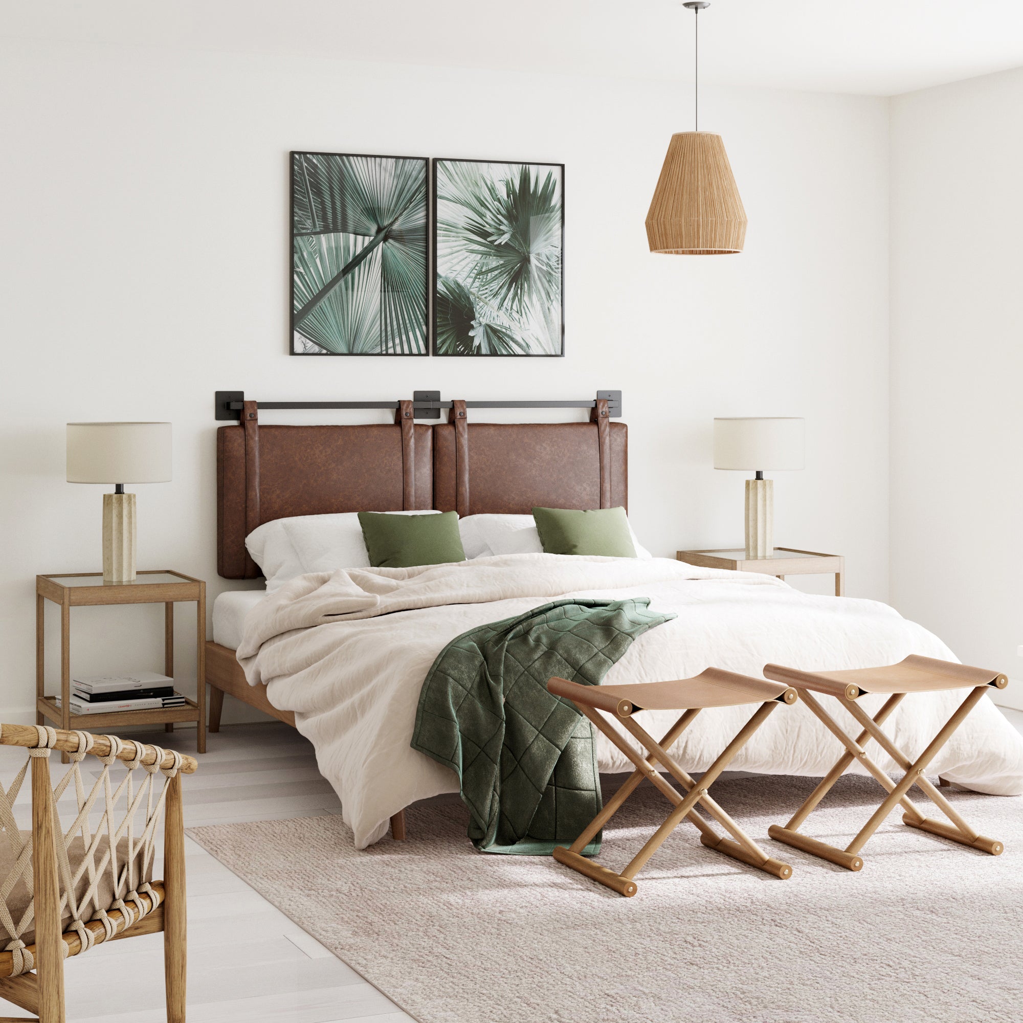 Upholstered King Wall Mount Headboard Brown - Nathan James