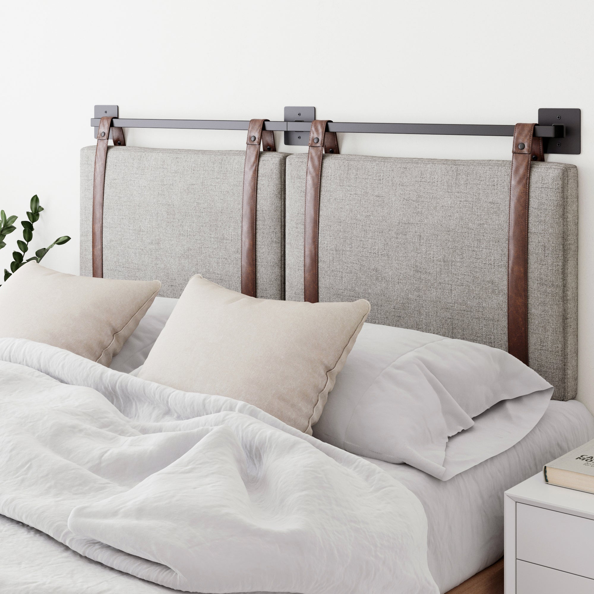 Upholstered King Wall Mount Headboard Gray - Nathan James