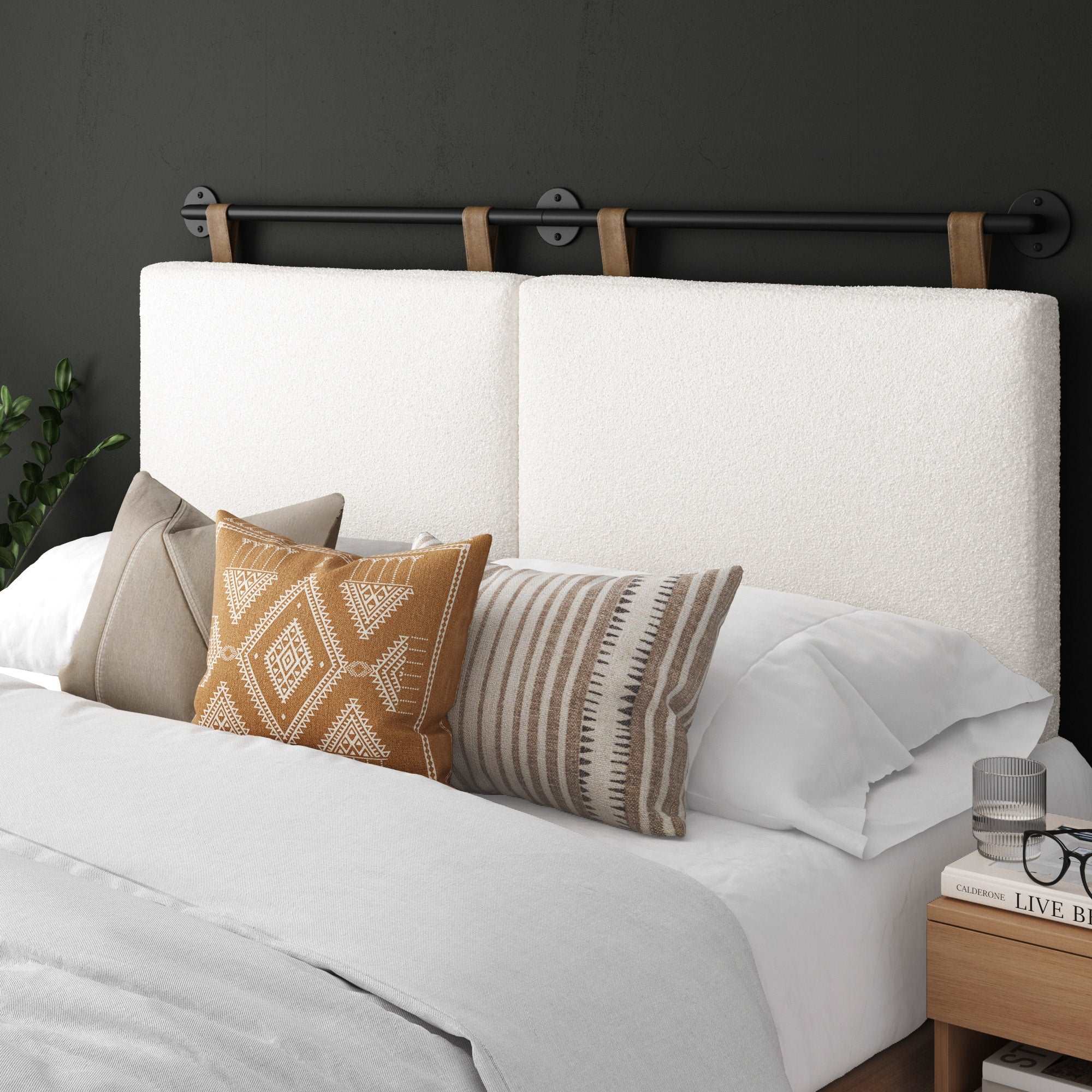 Boucle Upholstered Queen Wall Mount Headboard - Nathan James