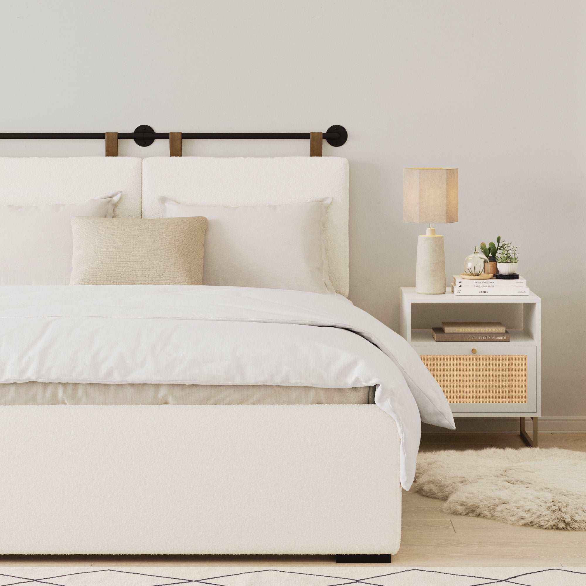 Boucle Upholstered Queen Wall Mount Headboard - Nathan James