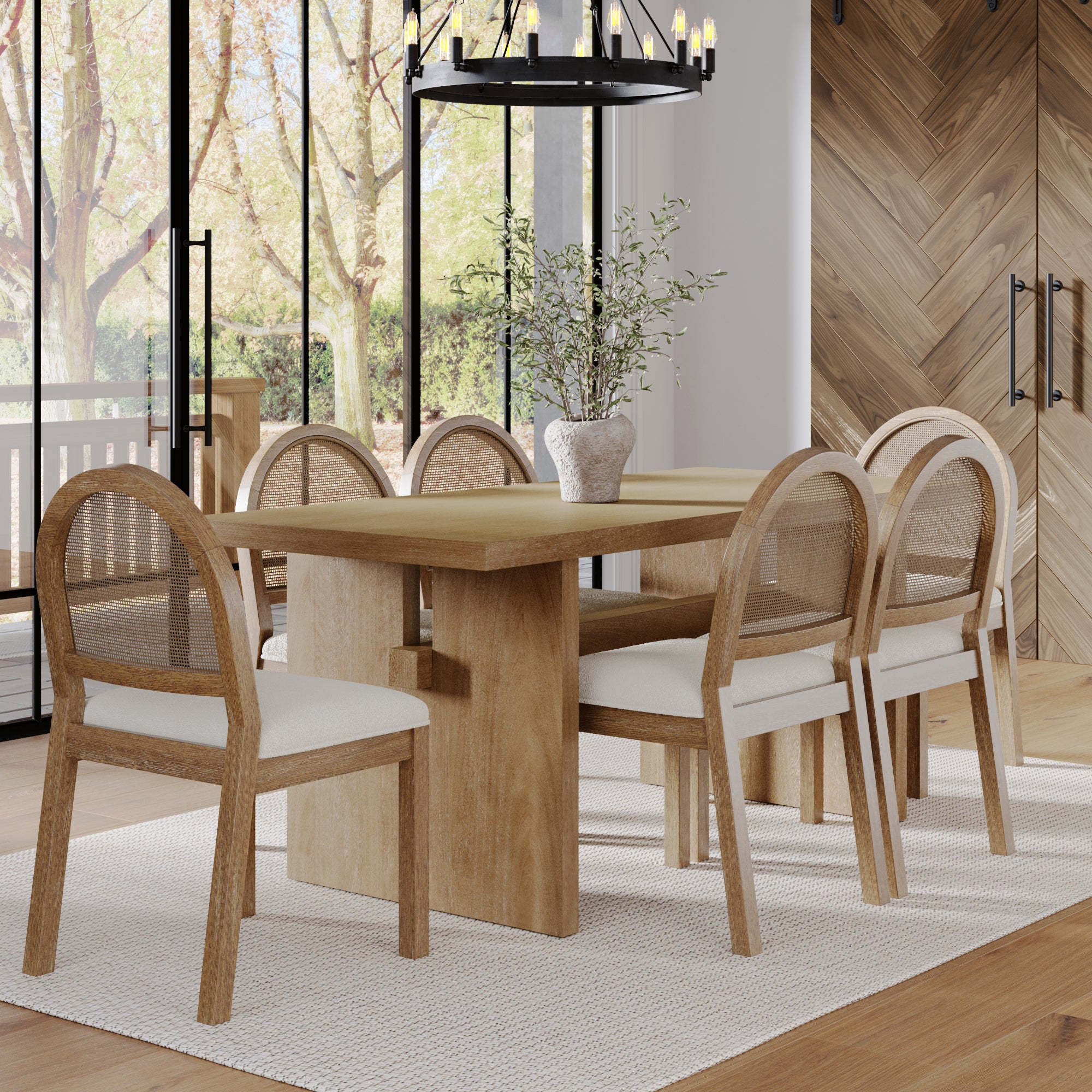 Bohemian Cane Dining Set (6 Chairs) - Nathan James
