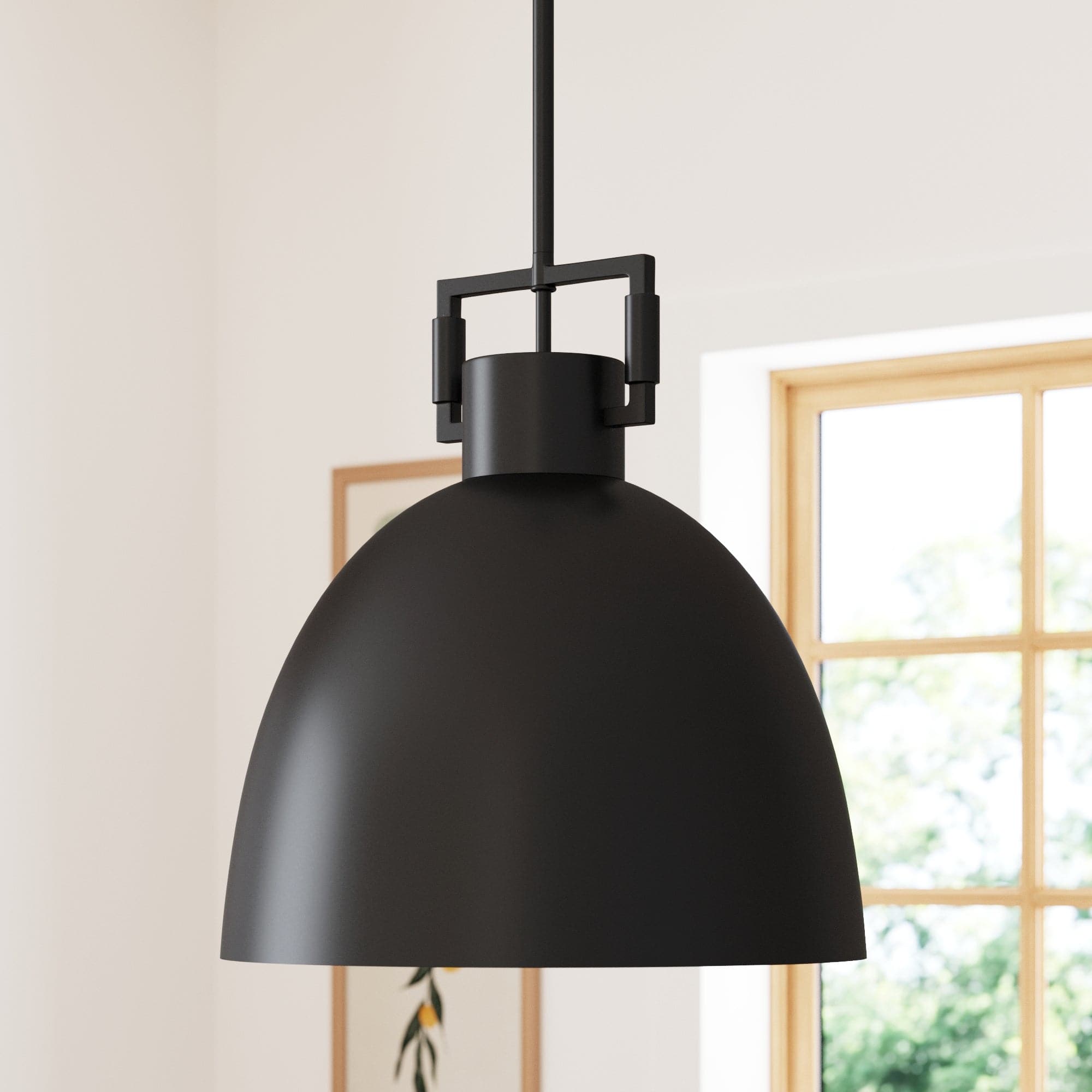 Metal Dome Shade Pendant Ceiling Light Black - Nathan James