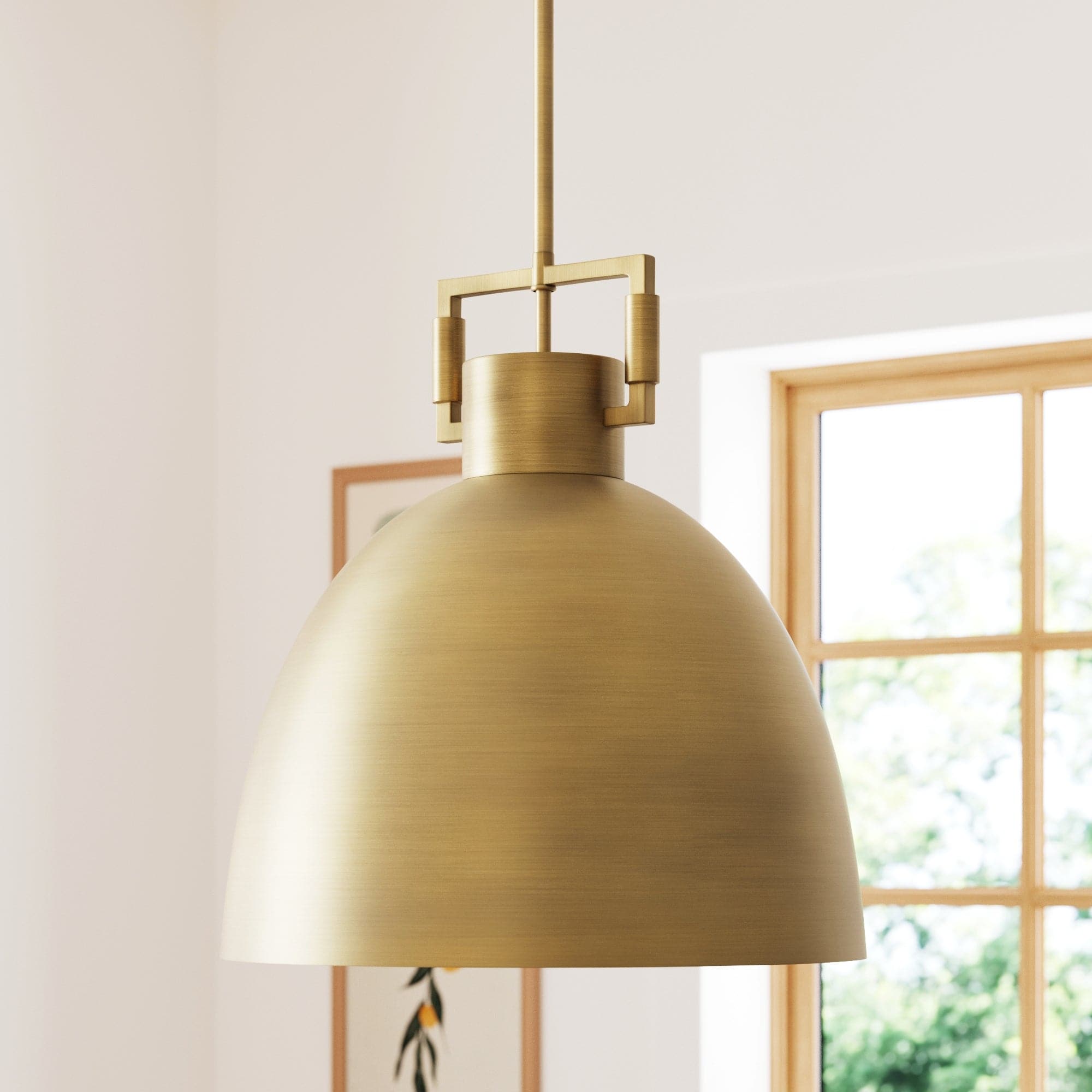 Metal Dome Shade Pendant Ceiling Light Brass - Nathan James