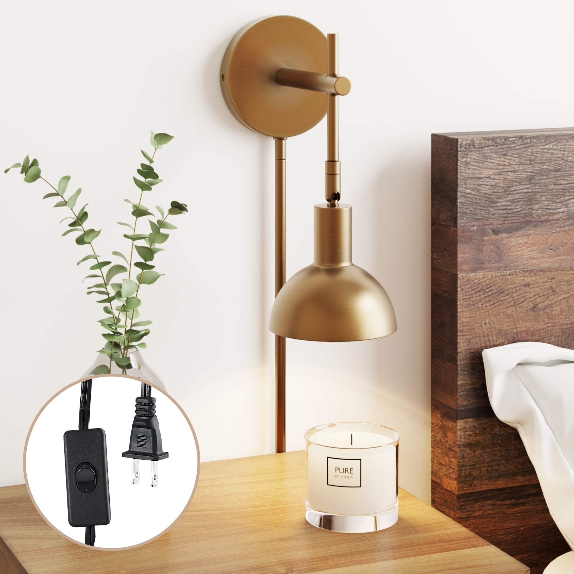Plug - In Adjustable Metal Wall Light Brass - Nathan James