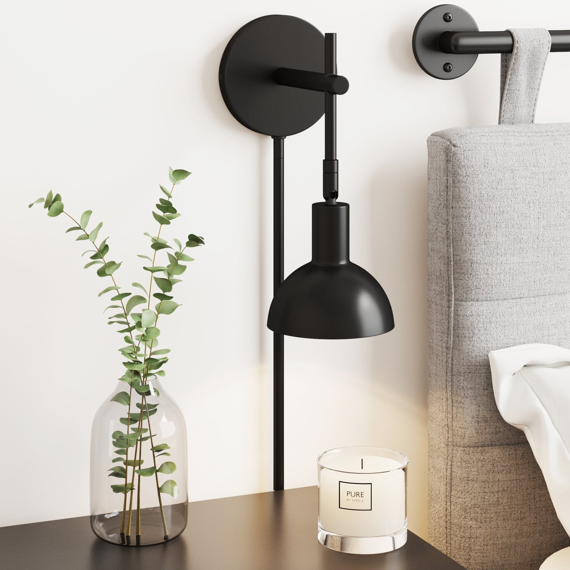 Plug - In Adjustable Metal Wall Light Black - Nathan James