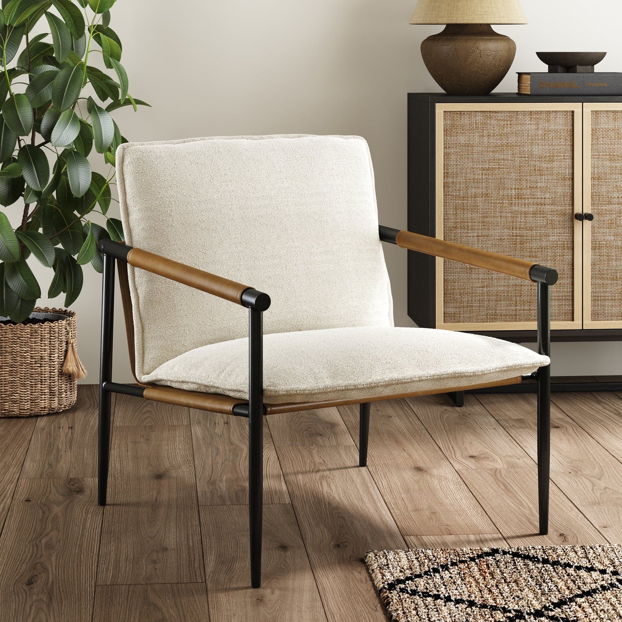 Boucle Fabric & Metal Accent Chair - Nathan James