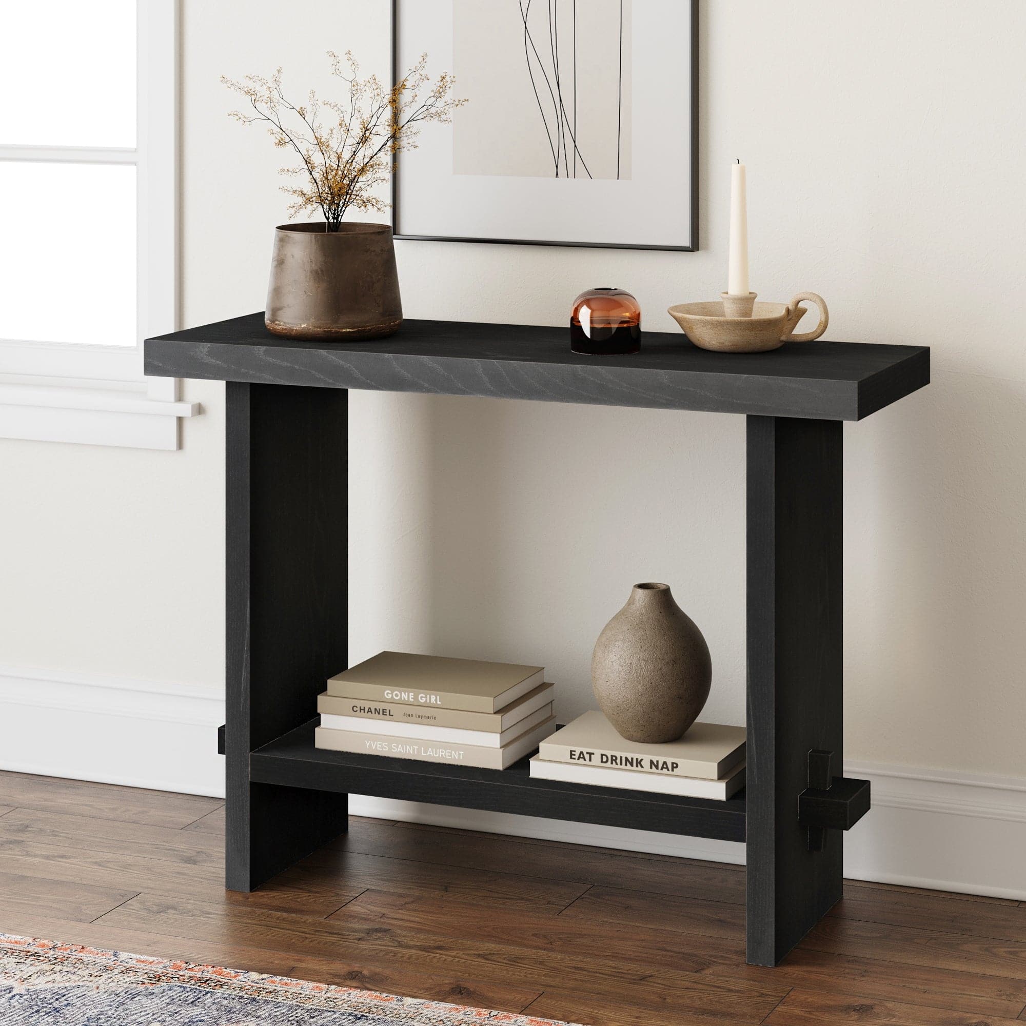 Wood Console Table Black Oak - Nathan James