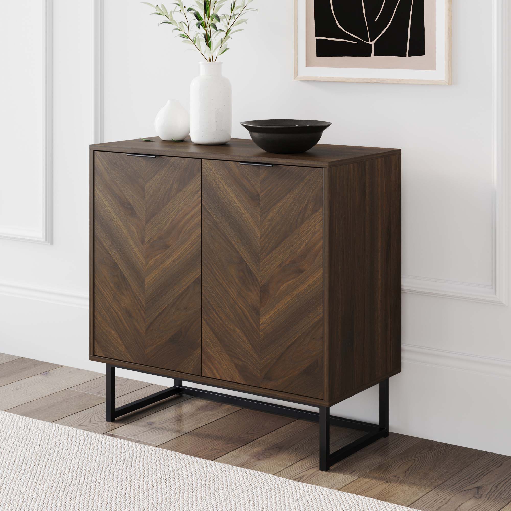 Wood 2 - Door Storage Cabinet Walnut - Nathan James