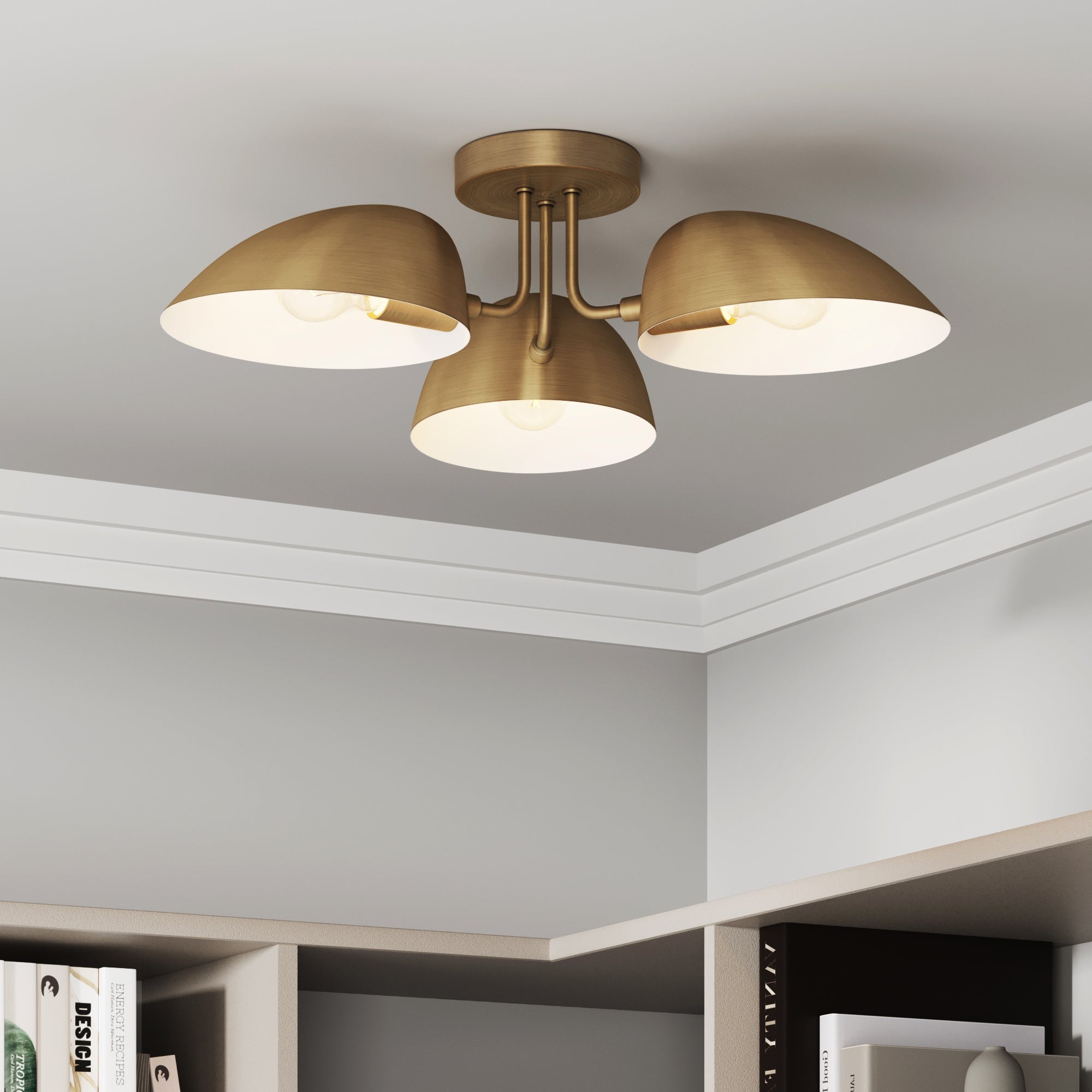 Metal 3 - Arm Flush Mount Ceiling Light Brass - Nathan James