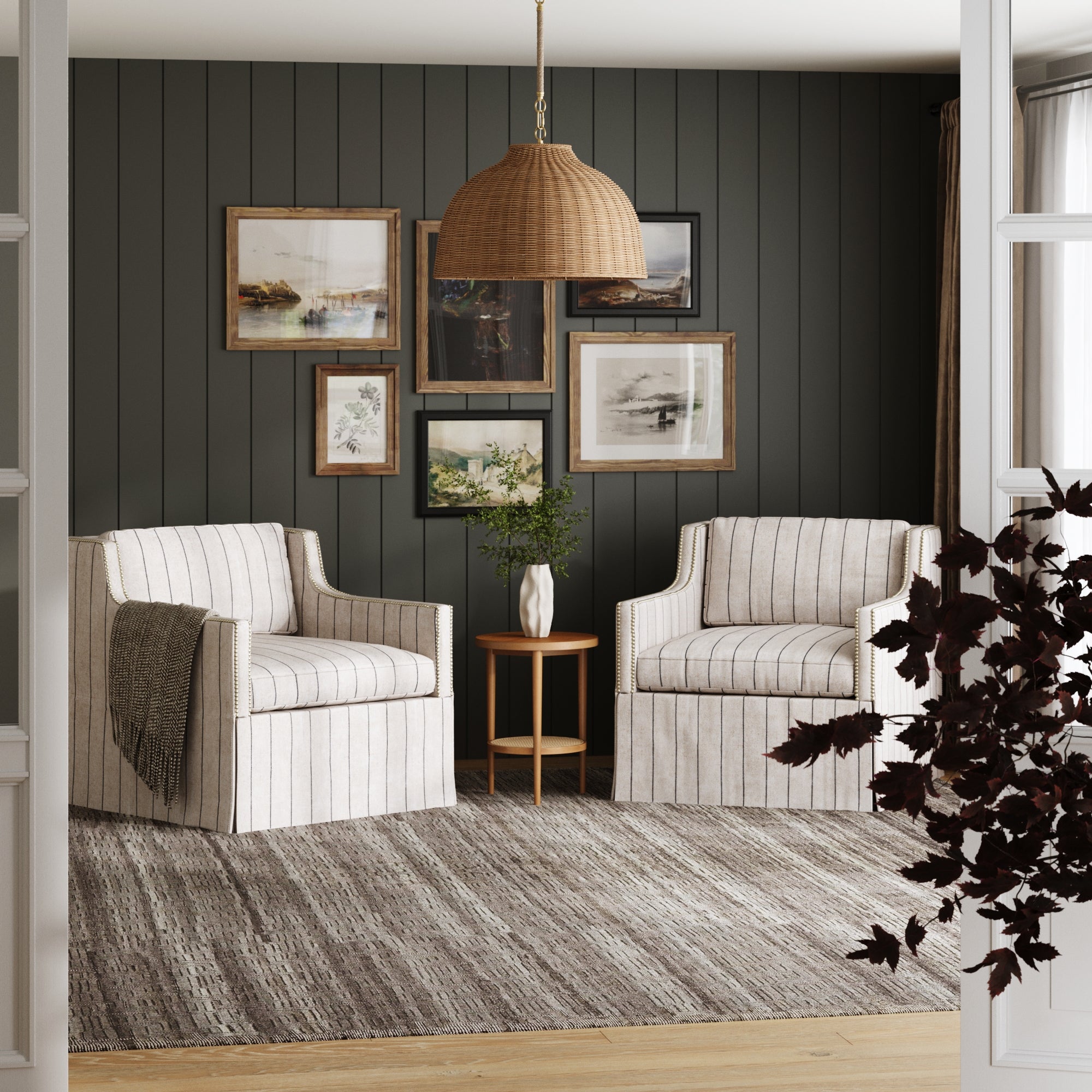Modern Farmhouse Rattan Dome Pendant Light - Nathan James