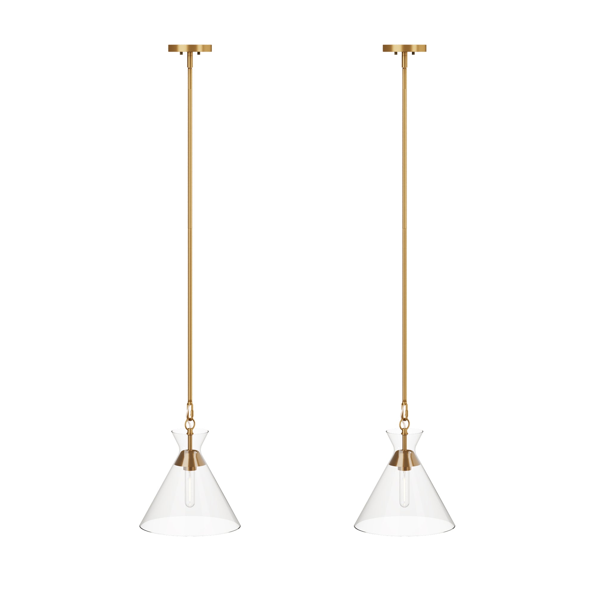 Modern Glam Glass Cone Vintage Pendant Lighting Brass (Set of 2) - Nathan James