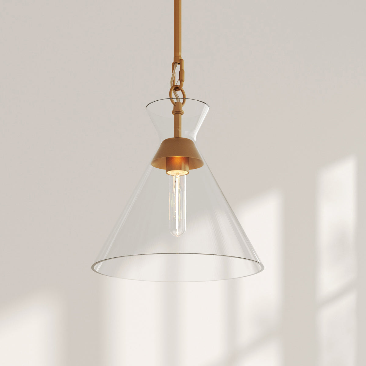 Modern Glam Glass Cone Vintage Pendant Lighting Brass (Set of 2) - Nathan James