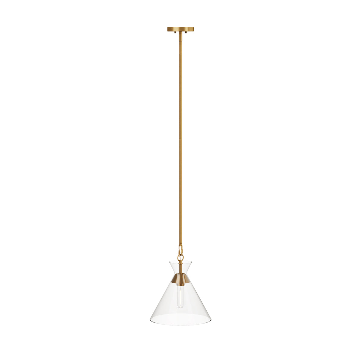 Modern Glam Glass Cone Vintage Pendant Lighting Brass - Nathan James