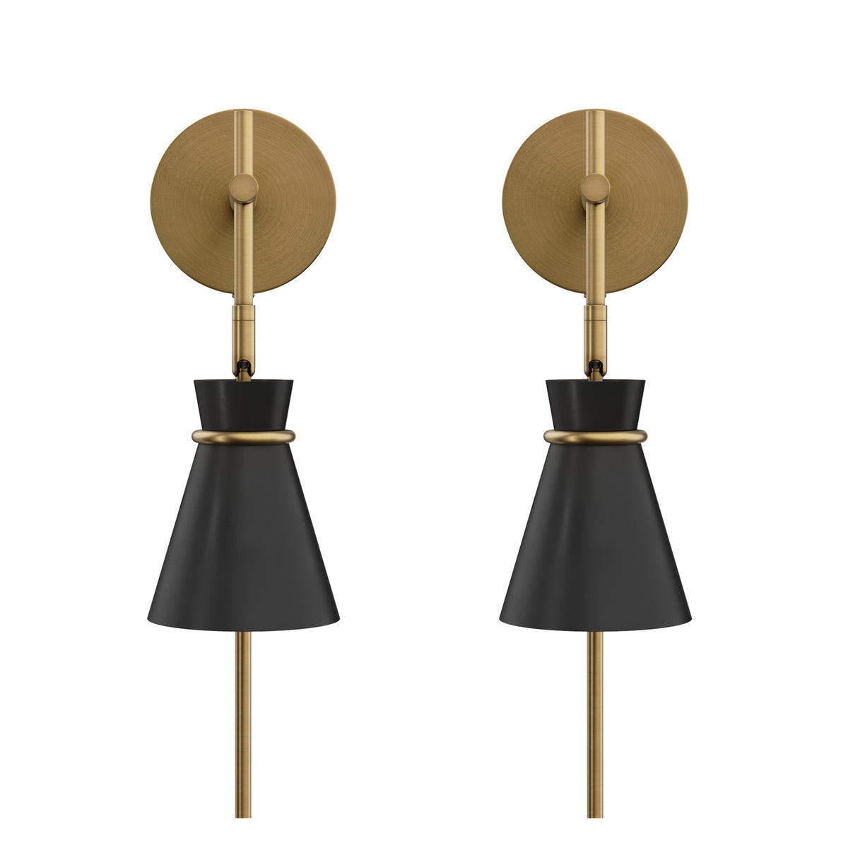 Modern Wall Light Plug-In Brass and Black (Set of 2) - Nathan James