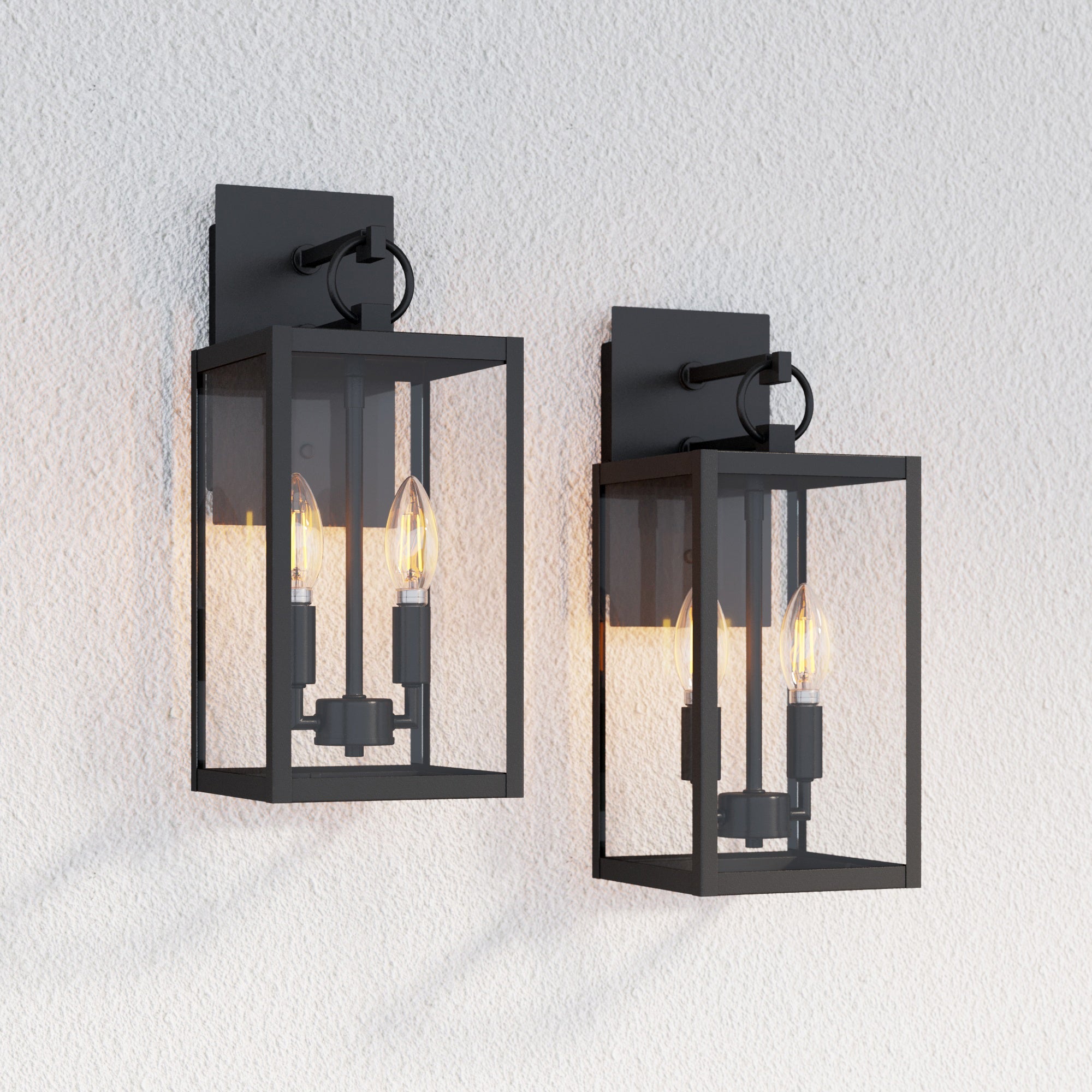 Metal Lantern Outdoor Wall Lights (Set of 2) - Nathan James