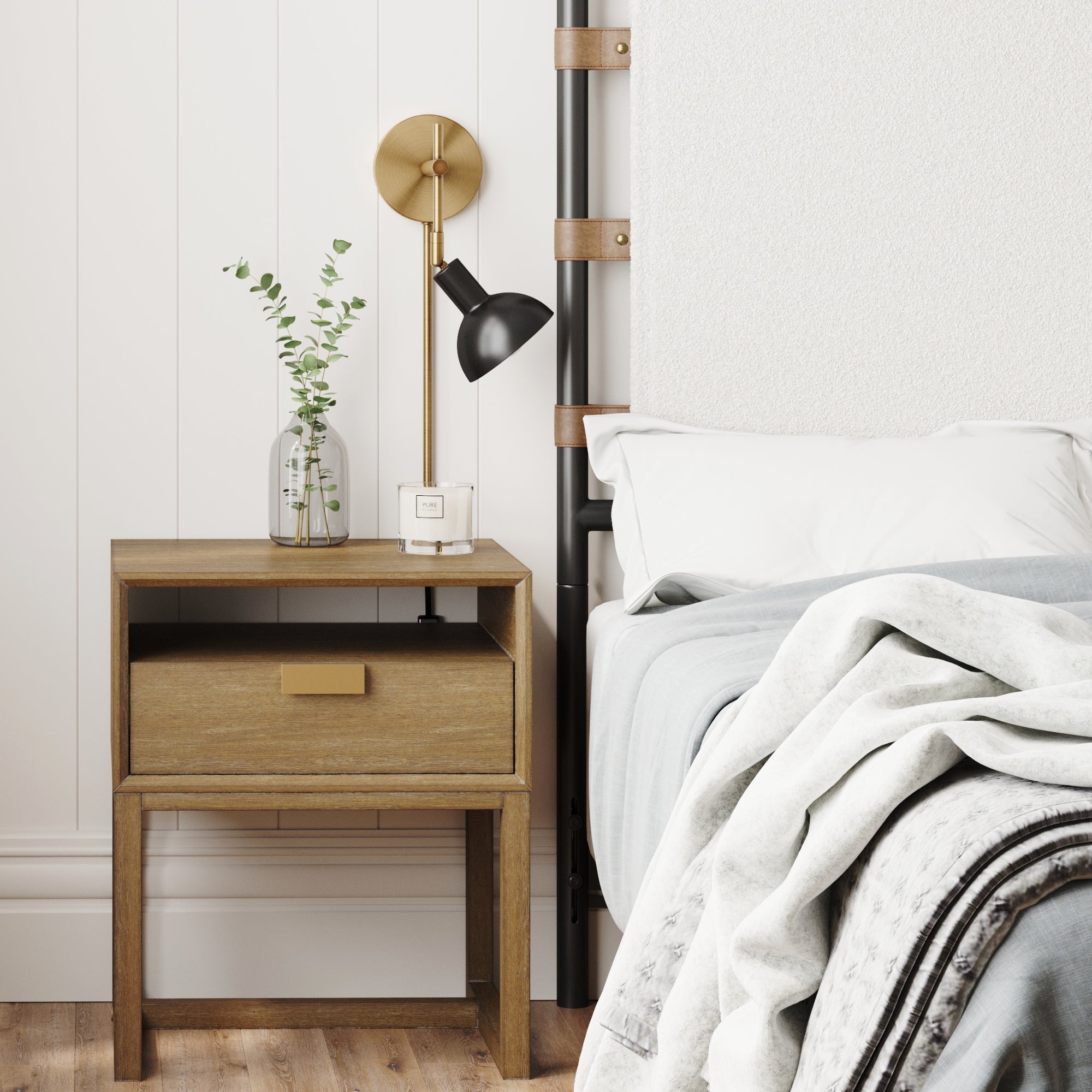 Plug - In Adjustable Metal Wall Light Black Brass - Nathan James
