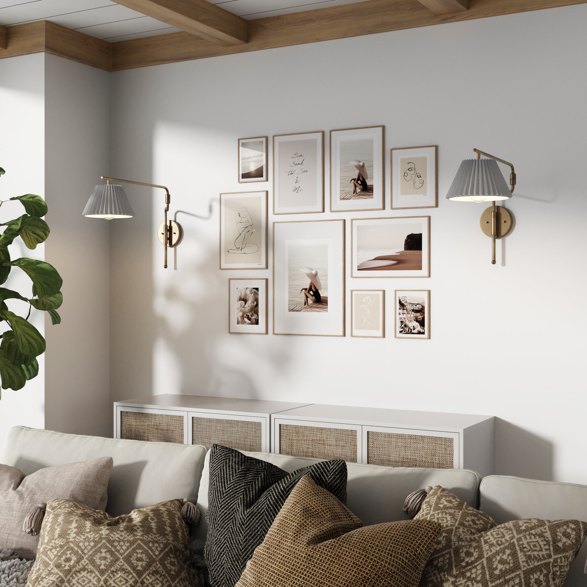 Metal Swing Arm Wall Lights Brass (Set of 2) - Nathan James